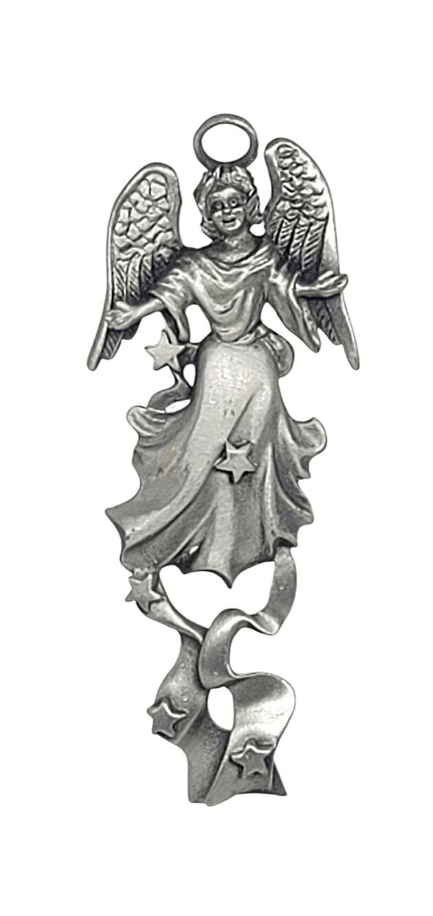 Camco Pewter Guardian Angel With Stars Christmas Tree Ornament 3.5" CL15
